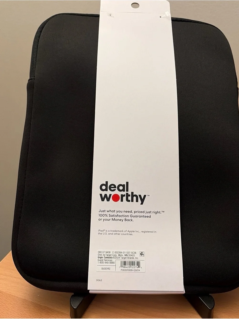 Deal Worthy Black Tablet Sleeve for Up to 12